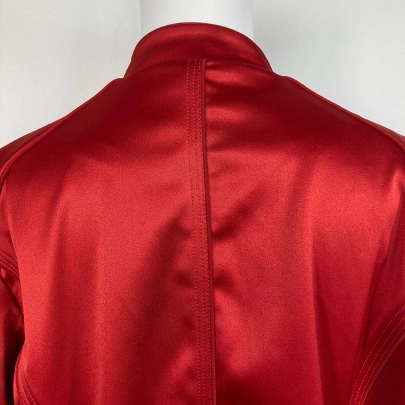 Victor Costa Jacket Blazer Womens Sz M Red Satin Stretch Button Hook Eye - Picture 5 of 9